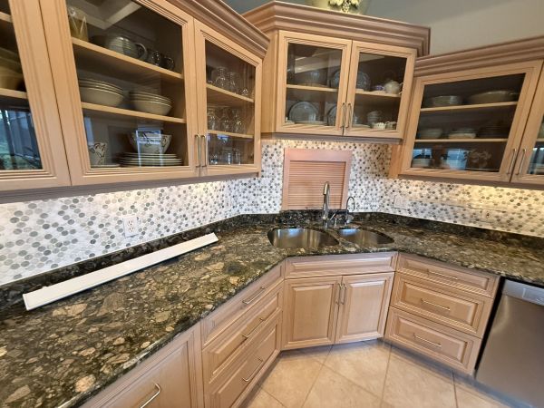 Marble tile backsplash in The Villages kitchen